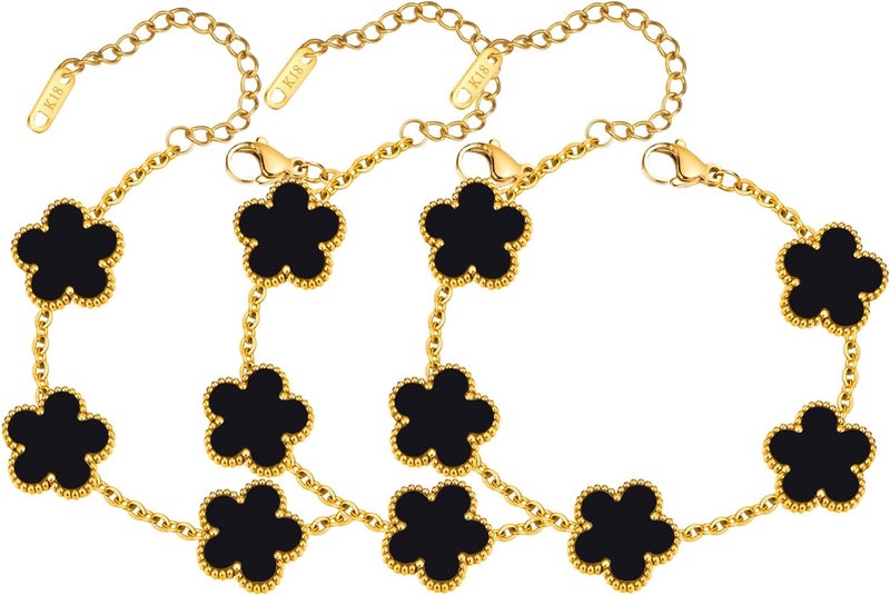 MPRAINBOW Women Gold Bracelets Jewelry Set - 18K Gold Plated Floral Bracelets,Stainless Steel Charm Bracelet Non-Tarnish,Adjustable lucky Chain Set Trendy Gift,Christmas Valentines Birthday Gifts for Girlfriend - Image 1